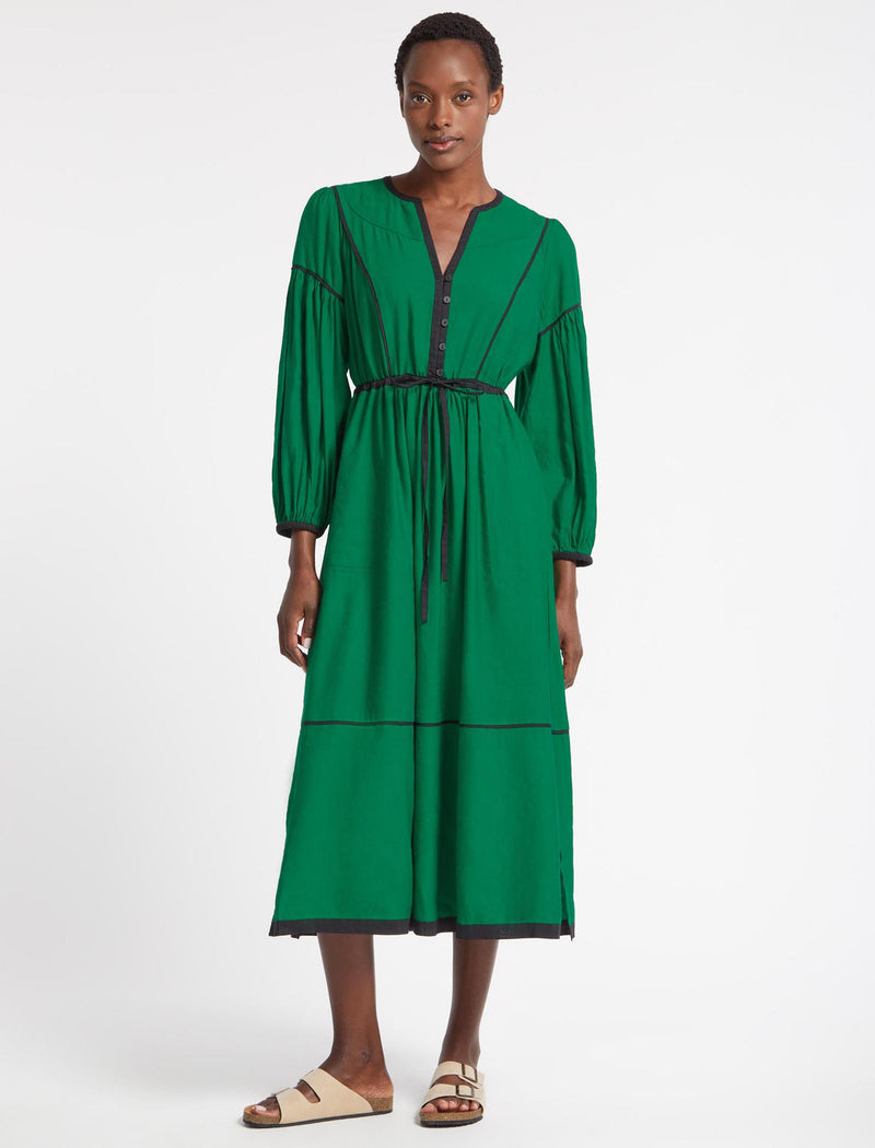 Black and top green maxi dress