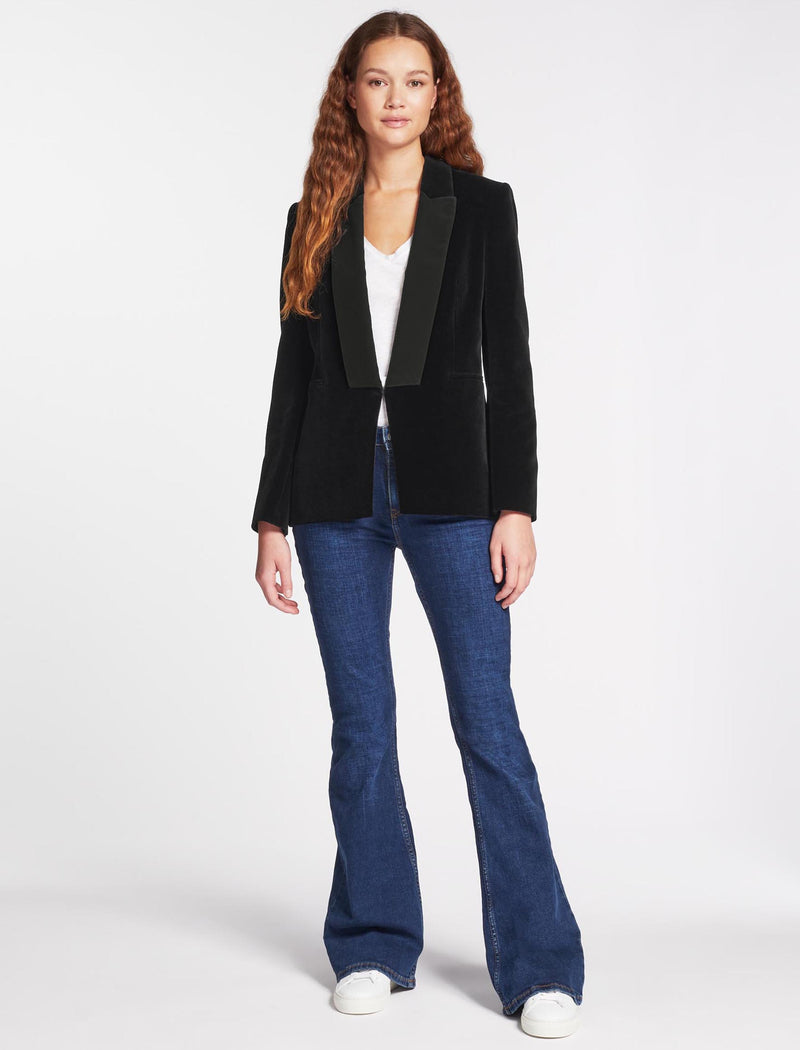 Jules Velvet Tuxedo Jacket - Black