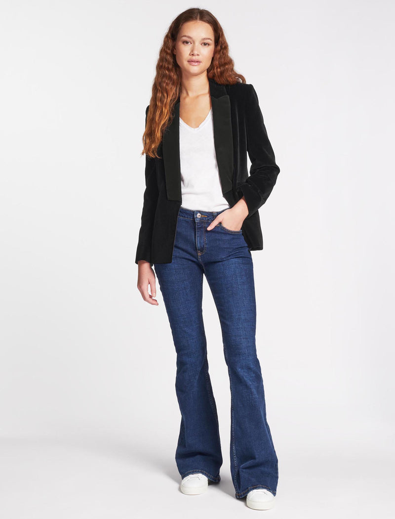 Jules Velvet Tuxedo Jacket - Black