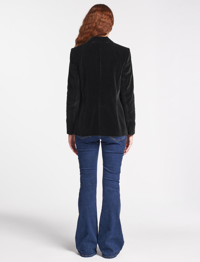 Jules Velvet Tuxedo Jacket - Black