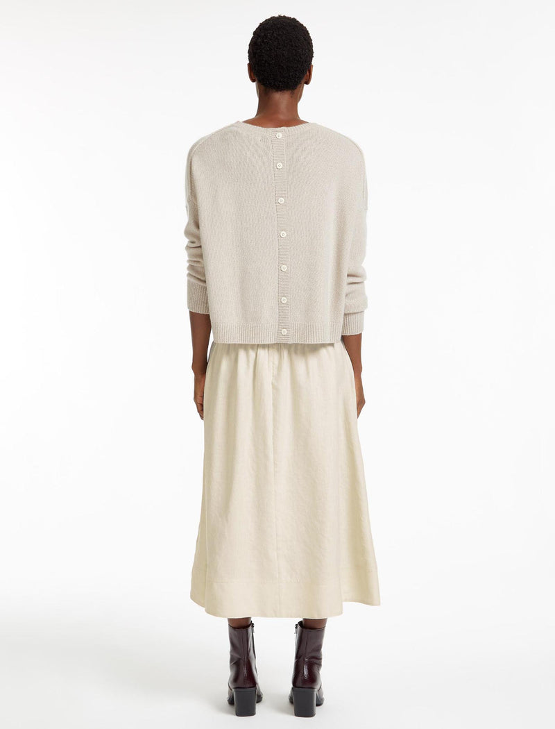 Beige linen midi skirt on sale