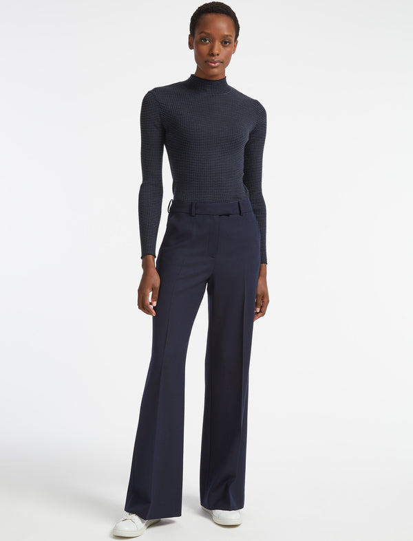 Terence Winter Wool Wide Leg Trouser - Navy