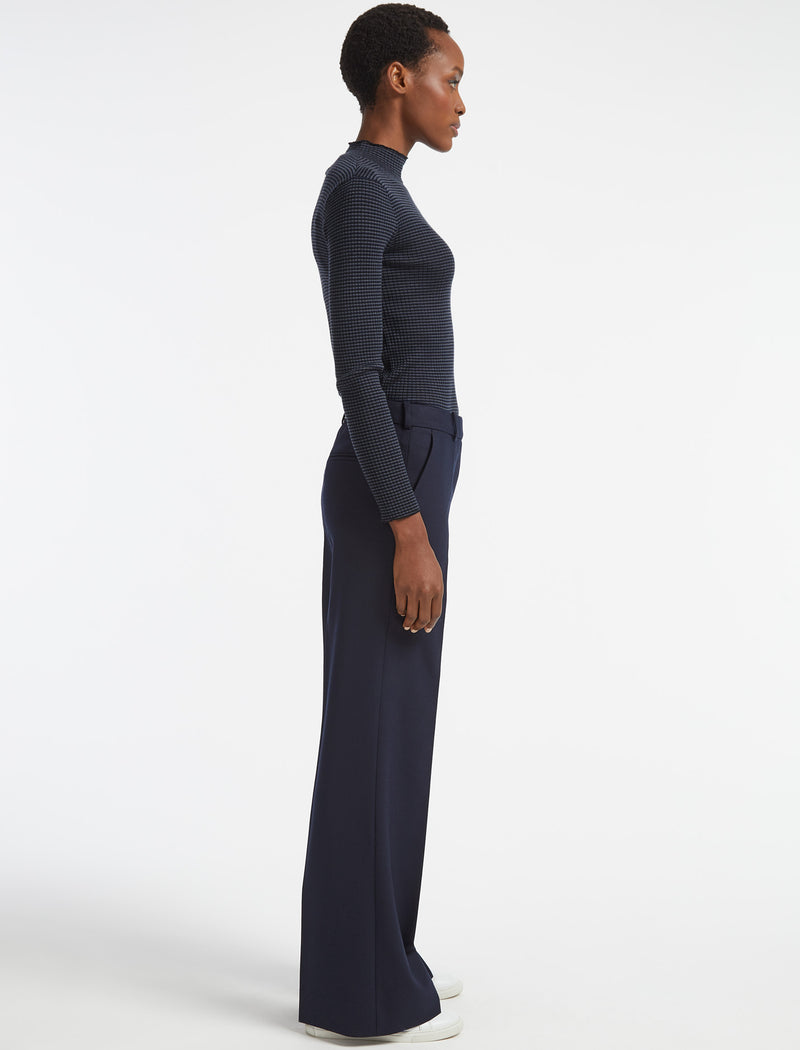 Terence Winter Wool Wide Leg Trouser - Navy