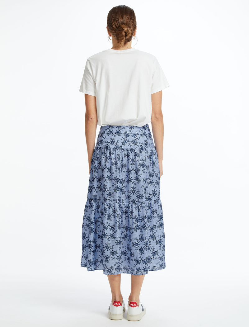 Jluxlabel shelby blue floral maxi skirt deals