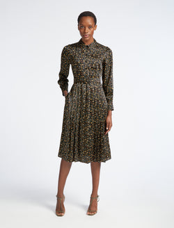 Pleated midi cheap shirt dress