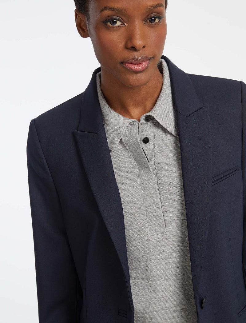 Wool navy blue sale blazer