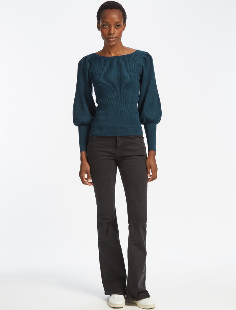 Eva Wool Boat Neck Jumper - Petrol