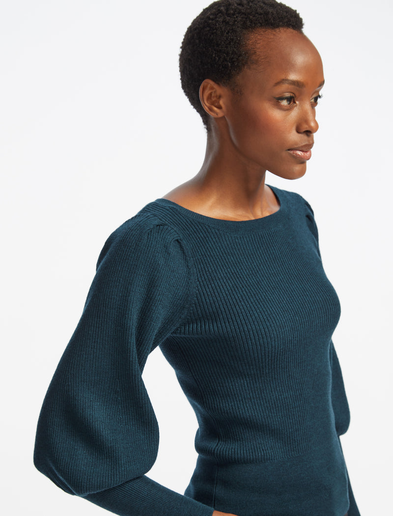 Boat neck wool jumper sale
