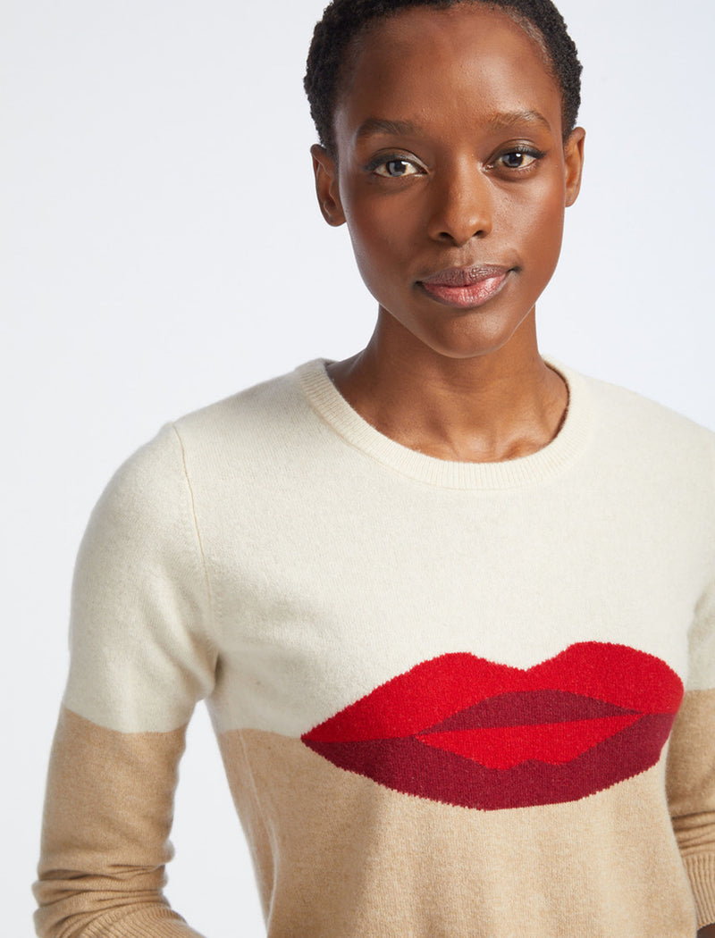 Love Lips Cashmere Jumper - Cream