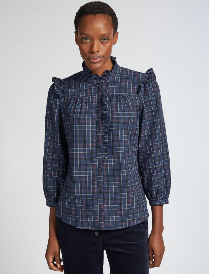 Navy ruffle cheap shirt