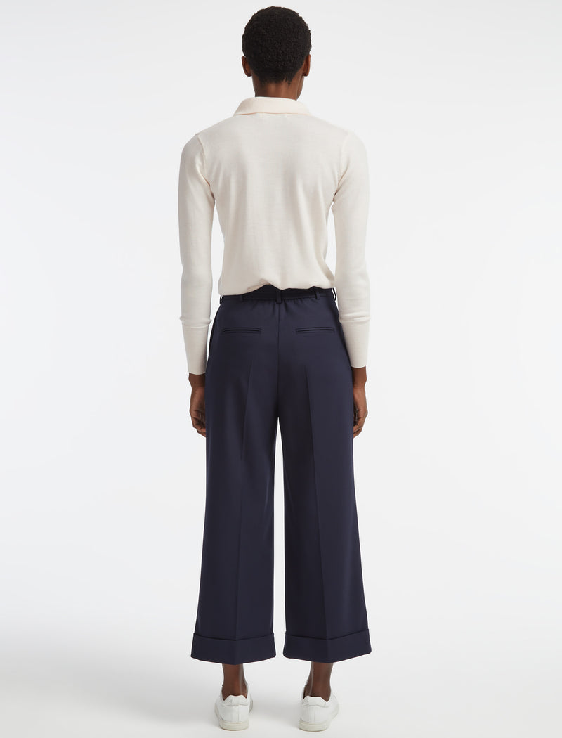 Wool wide hotsell leg cropped pants