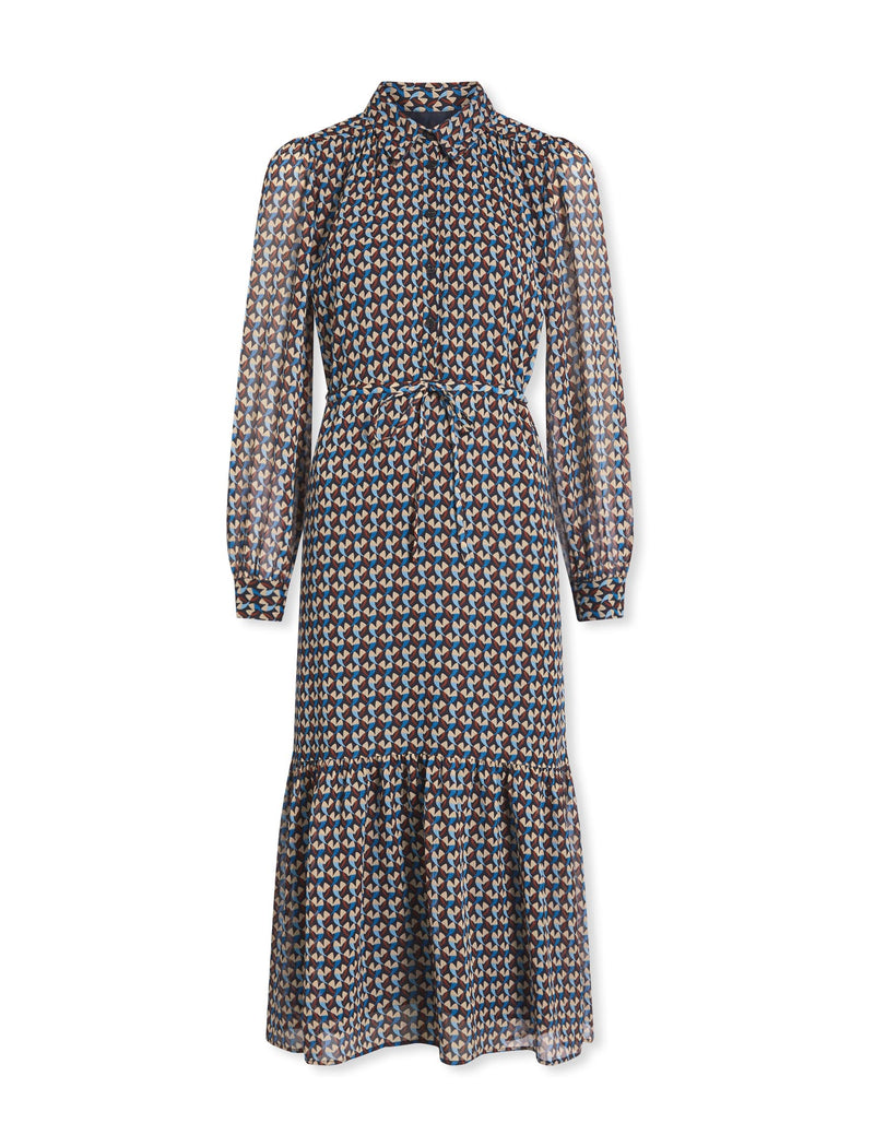 Darcie Maxi Dress - Navy Beige Heart Geo Print