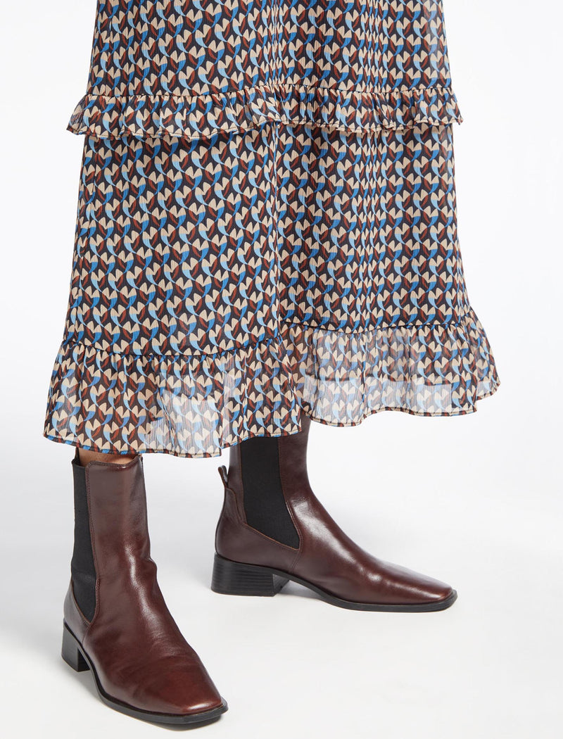 Loretta Maxi Dress - Navy Beige Heart Geo Print