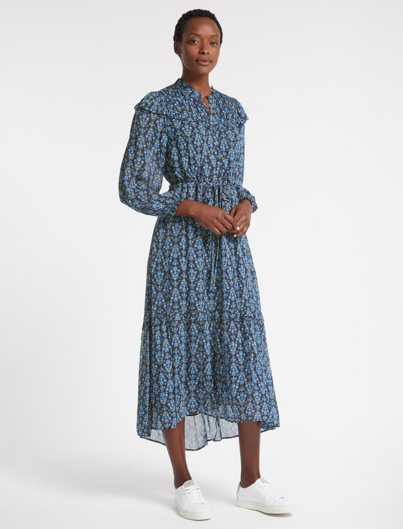 Isla Maxi Dress - Blue Folk Floral Print