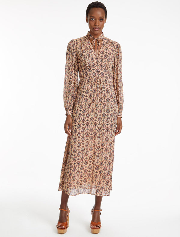 Luella Maxi Dress - Stone Rust Folk Floral Print