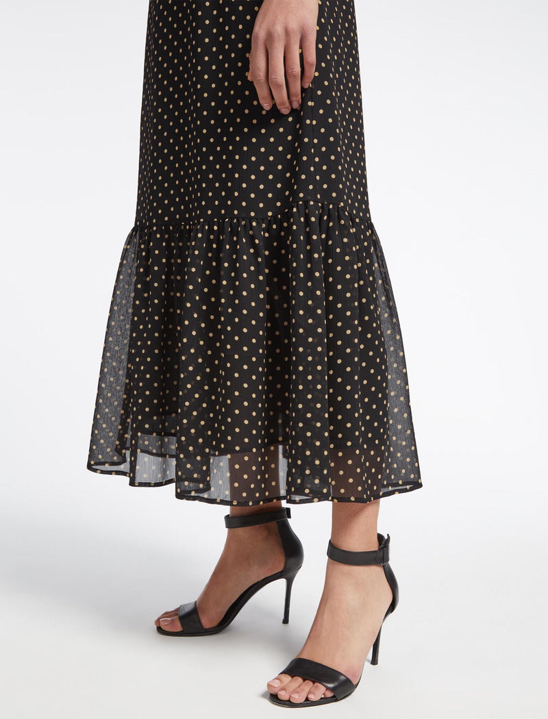 Tibi Maxi Dress - Black Cream Polka Dot