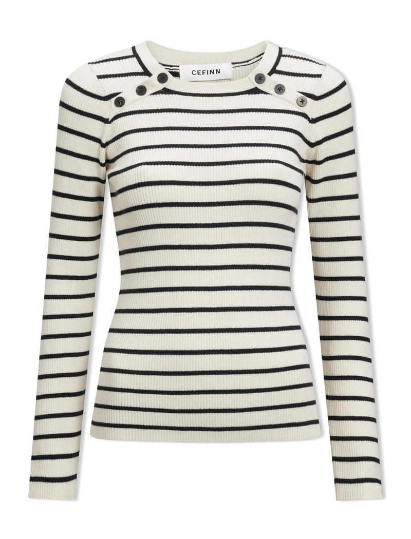 Frieda Wool Jumper - Cream Black Stripe