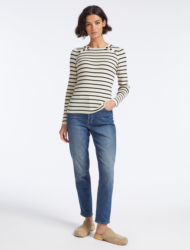 Frieda Wool Jumper - Cream Black Stripe