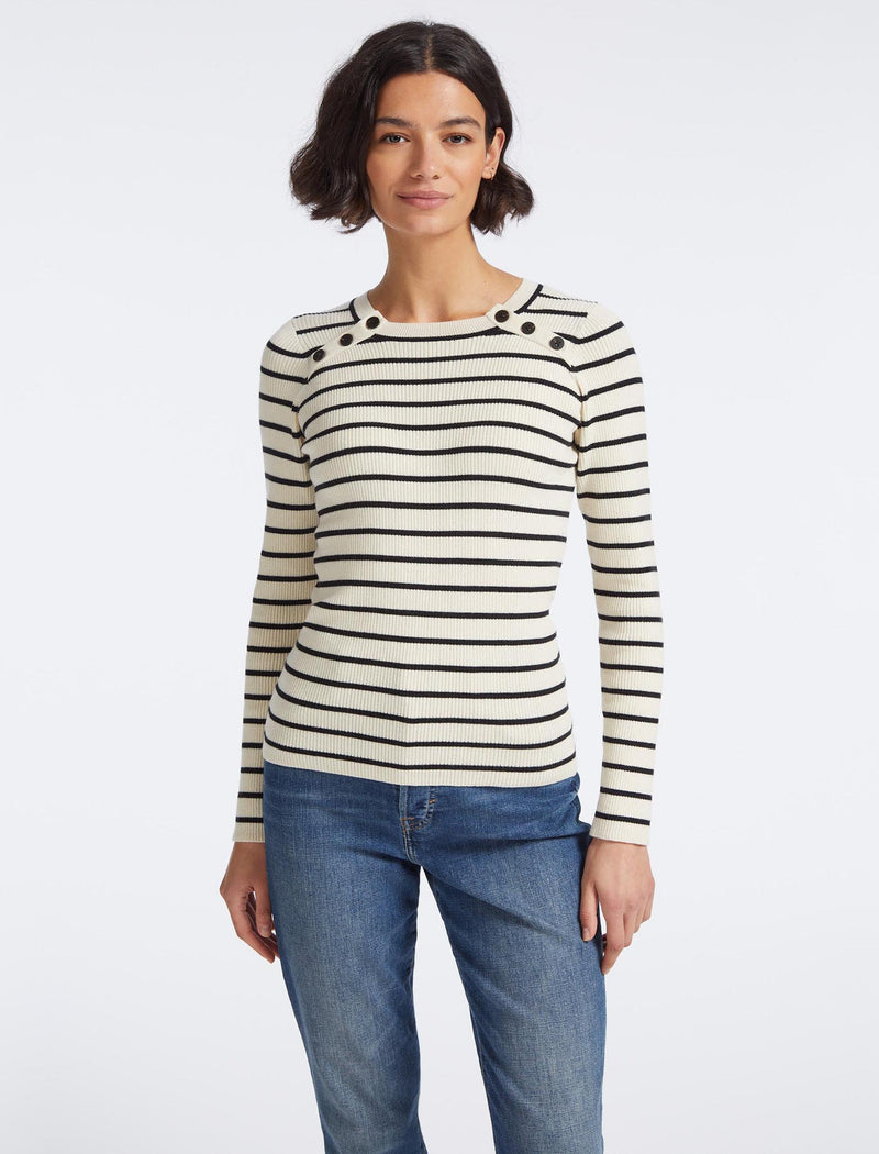 Frieda Wool Jumper - Cream Black Stripe