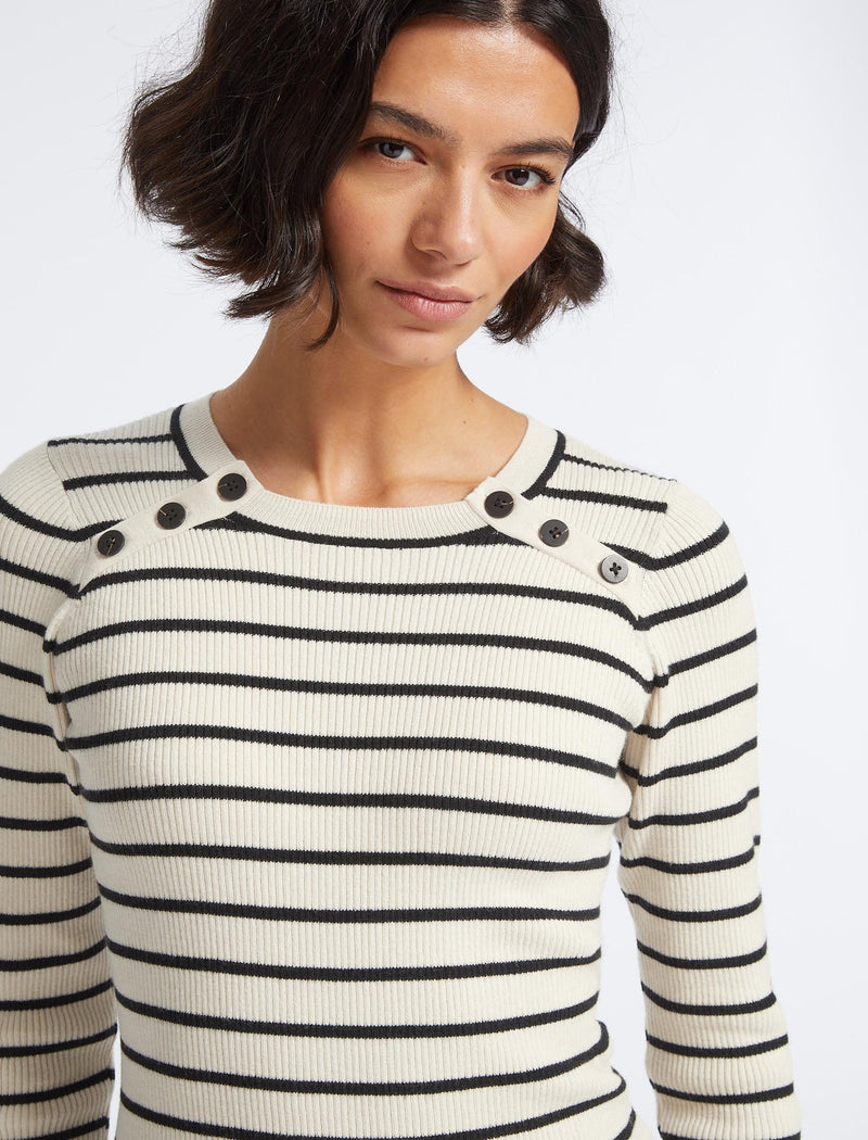 Frieda Wool Jumper - Cream Black Stripe