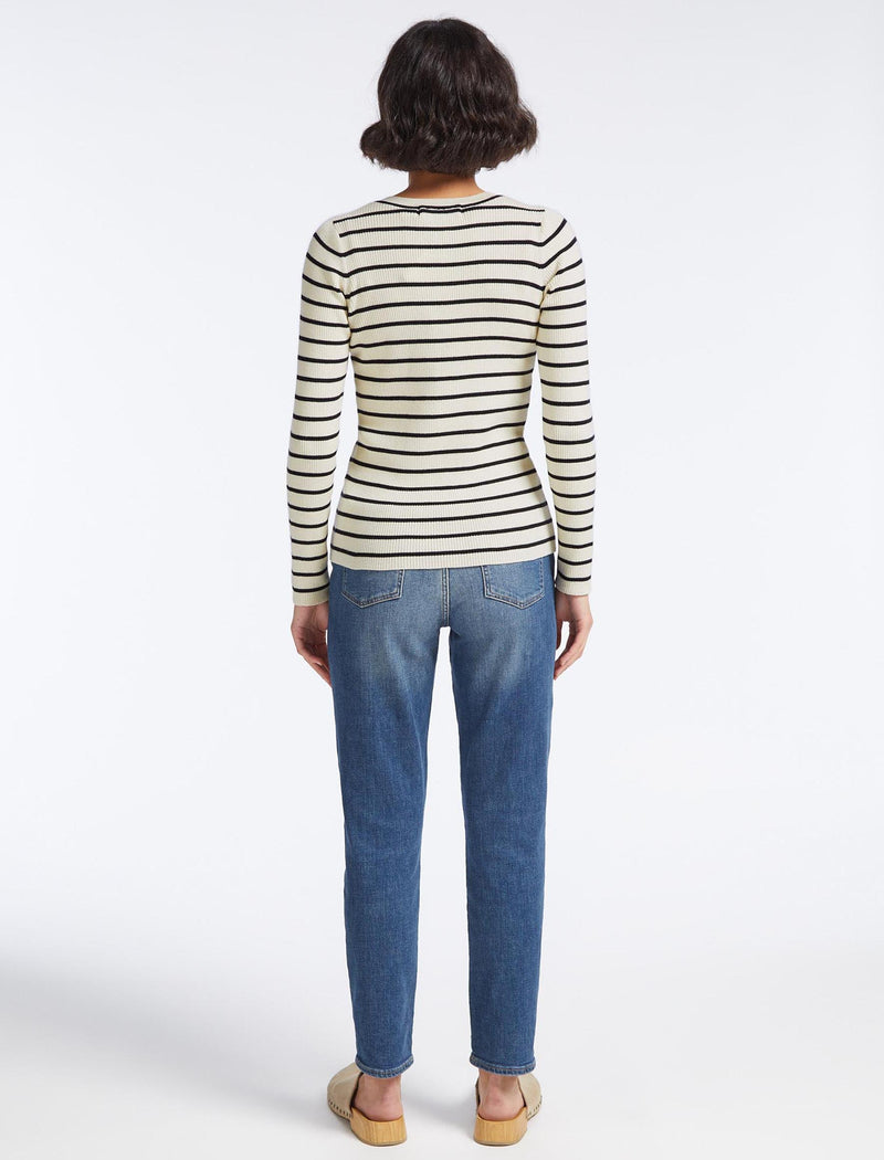 Frieda Wool Jumper - Cream Black Stripe