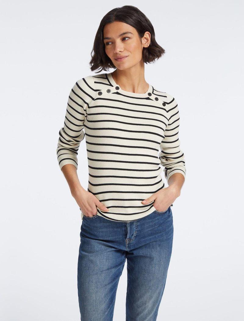 Frieda Wool Jumper - Cream Black Stripe