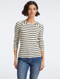 Frieda Wool Jumper - Cream Black Stripe