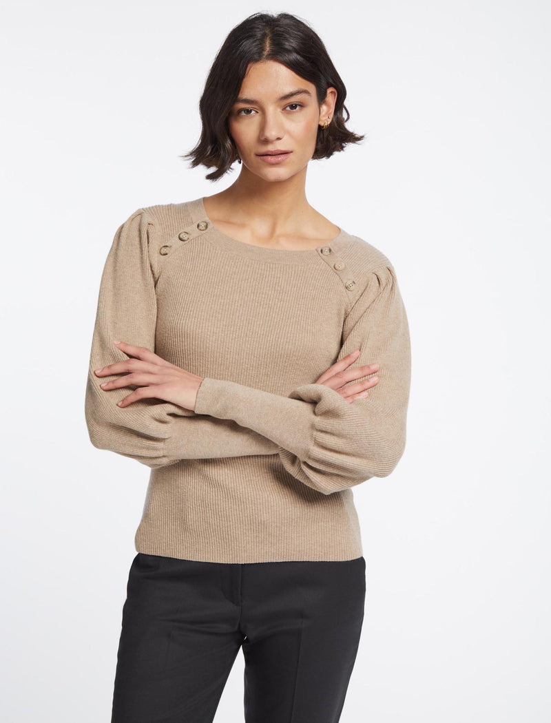 Eva Wool Round Neck Jumper - Beige