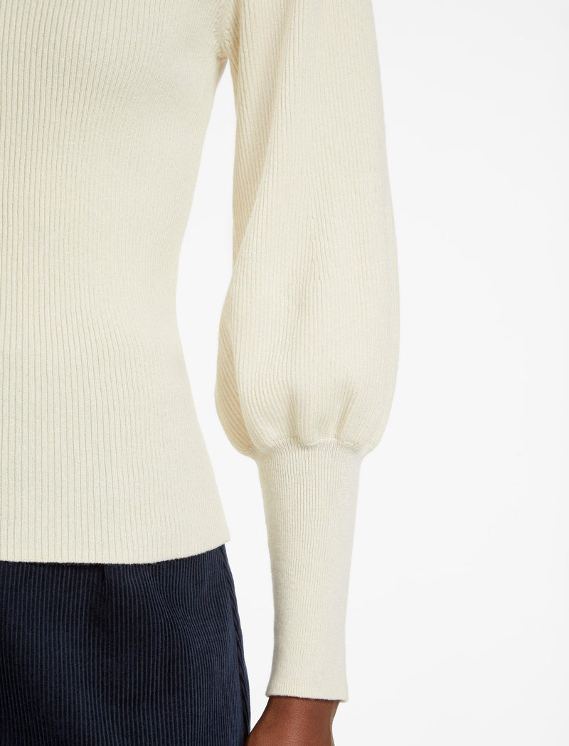 Eva Wool Round Neck Jumper - Cream