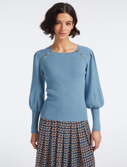 Eva Wool Round Neck Jumper - Mid Blue