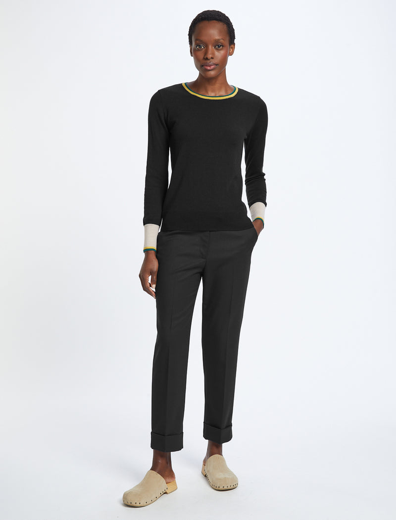 Olivia Wool Jumper - Colour Block Black