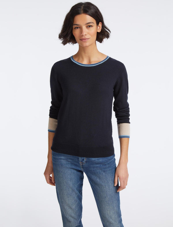 Olivia Wool Jumper - Colour Block Navy