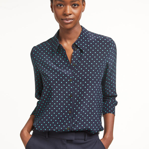 Polka dot peplum top shop