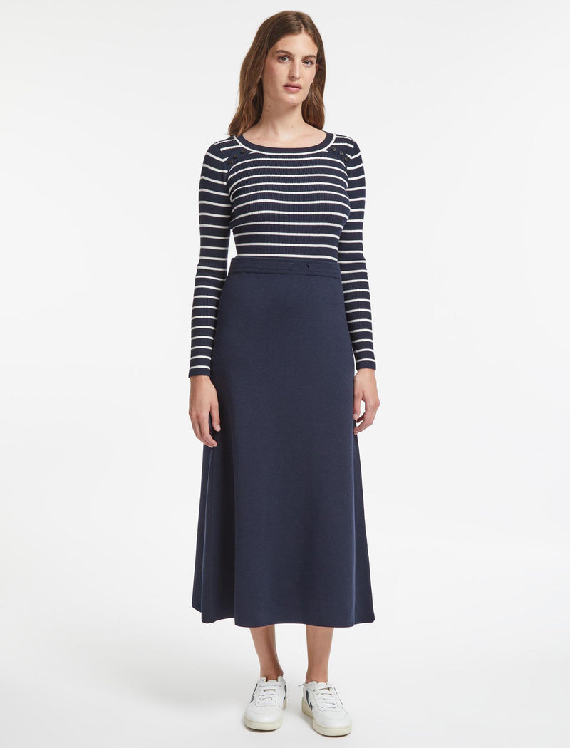 Long navy 2025 wool skirt