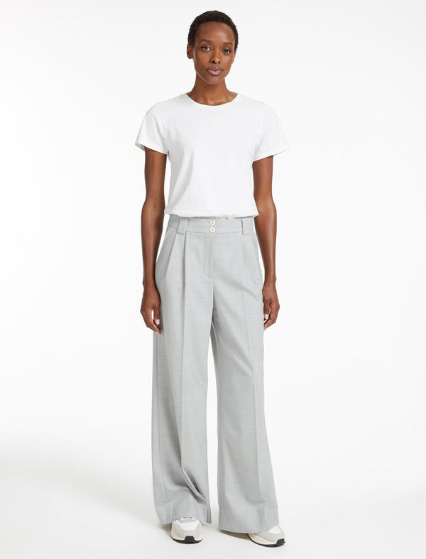 Margot New Wool Wide Leg Trouser - Light Grey