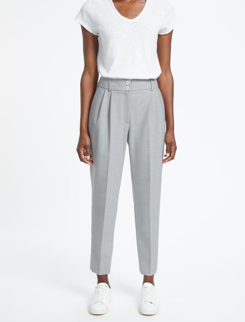 Tristan Tapered Stretch New Wool Blend Trouser in Black