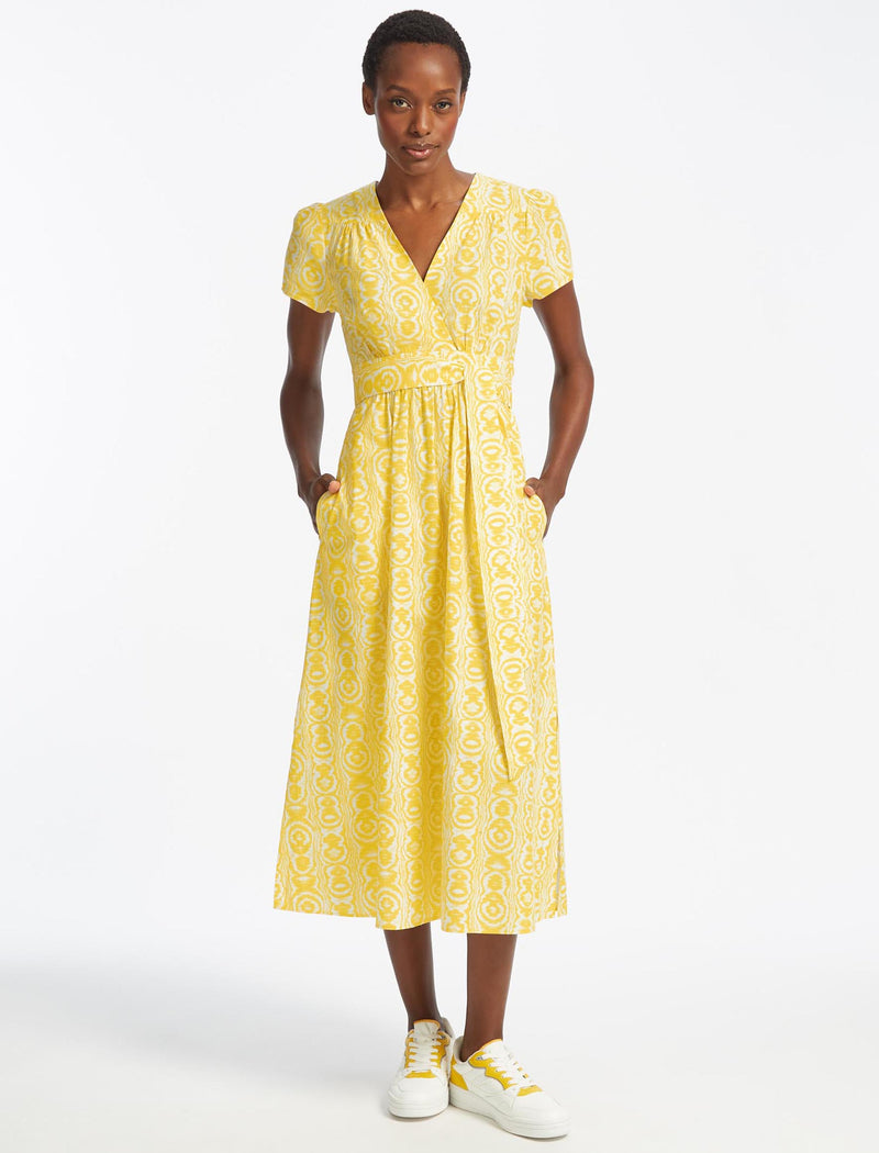 Yellow long wrap dress deals