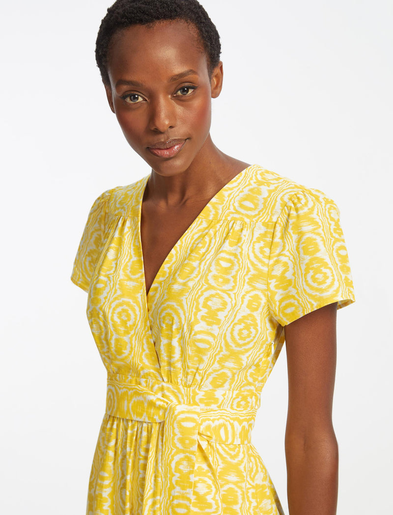 Yellow long wrap dress sales