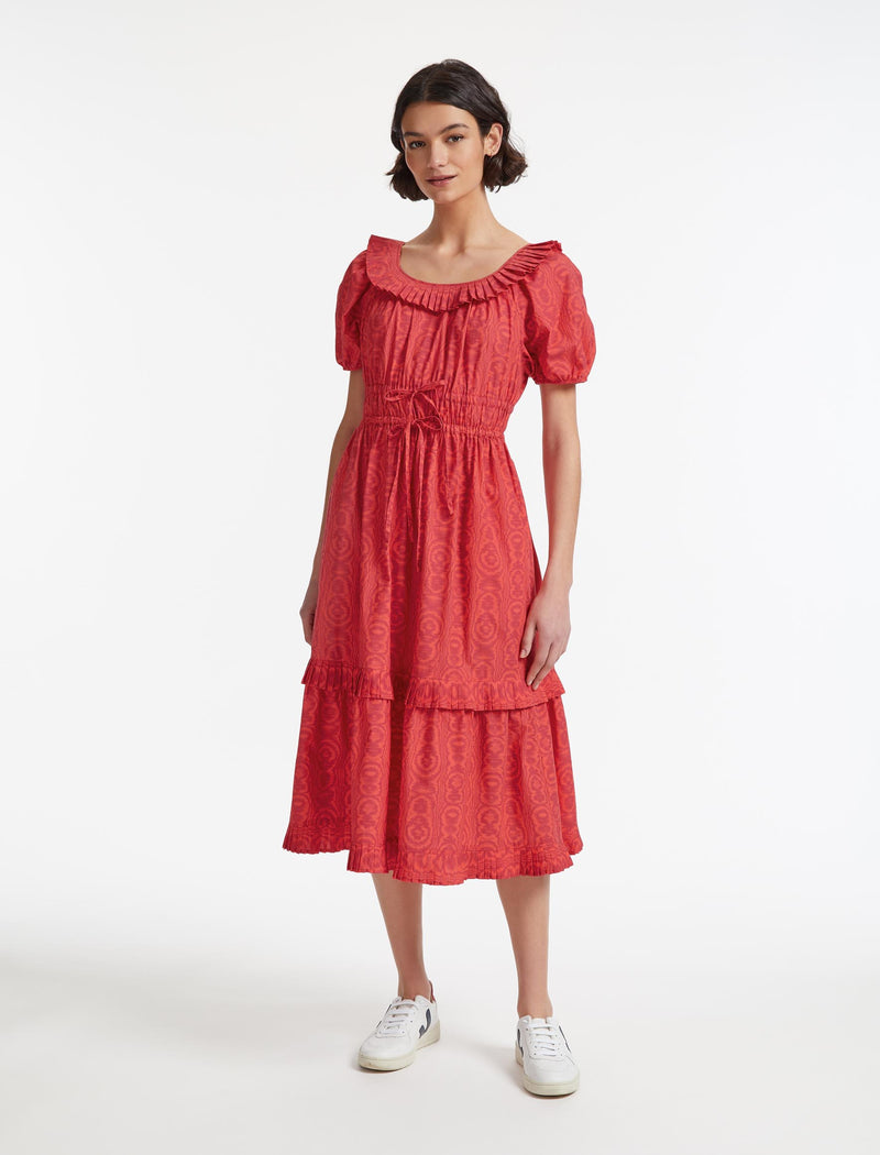 Red cotton midi hotsell dress