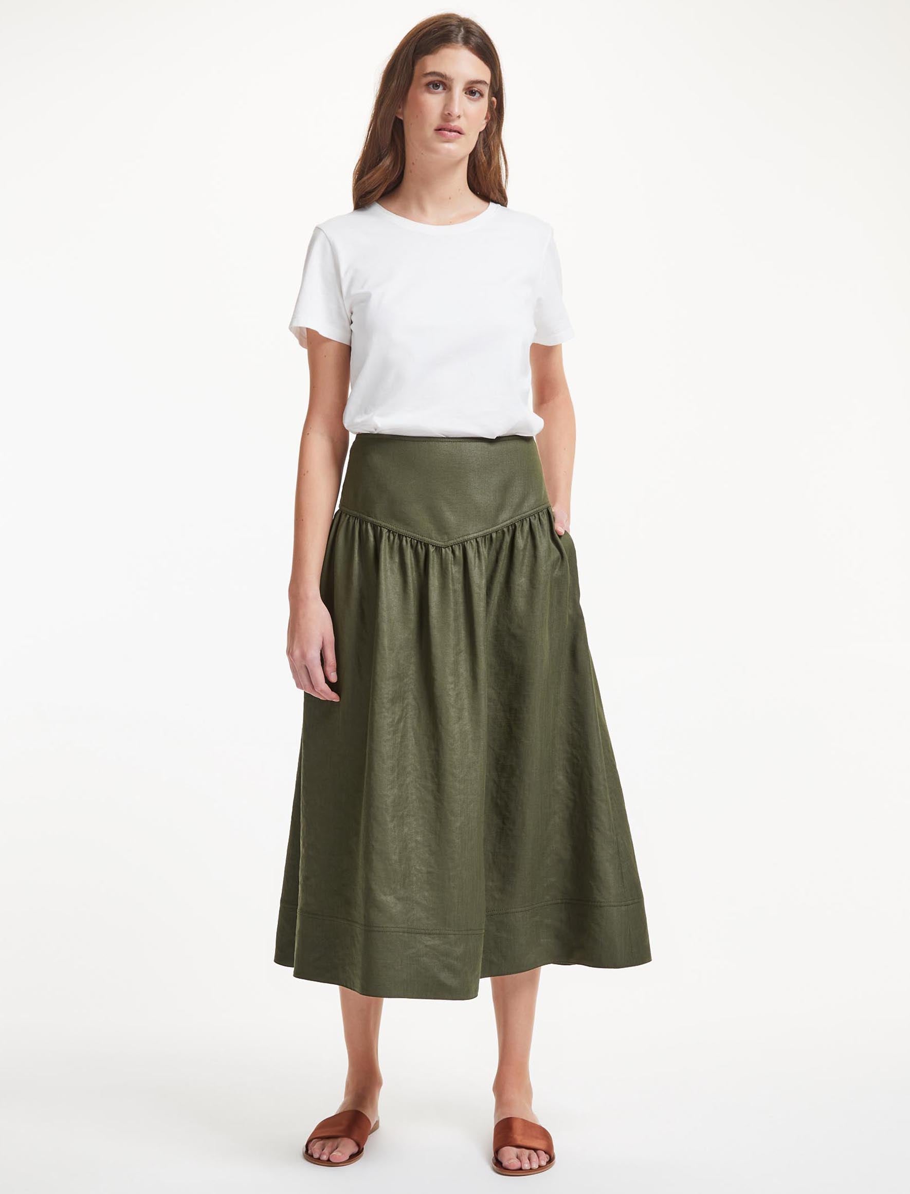 Linen skirt hotsell khaki