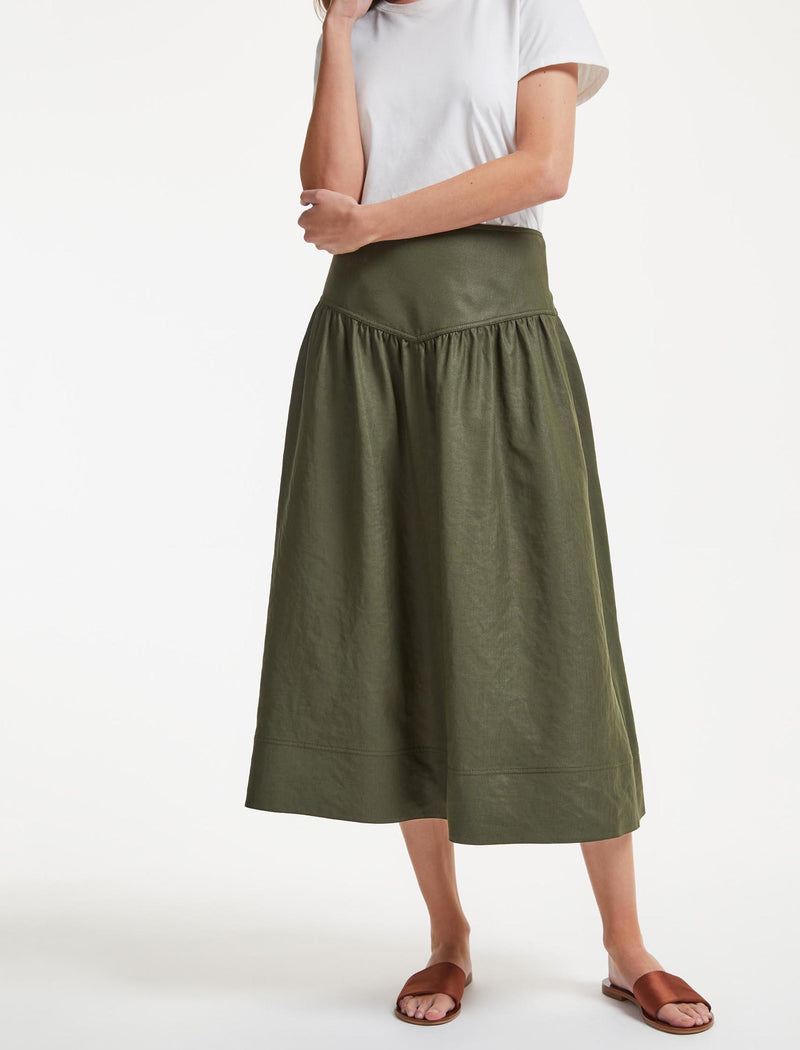Linen skirt khaki online