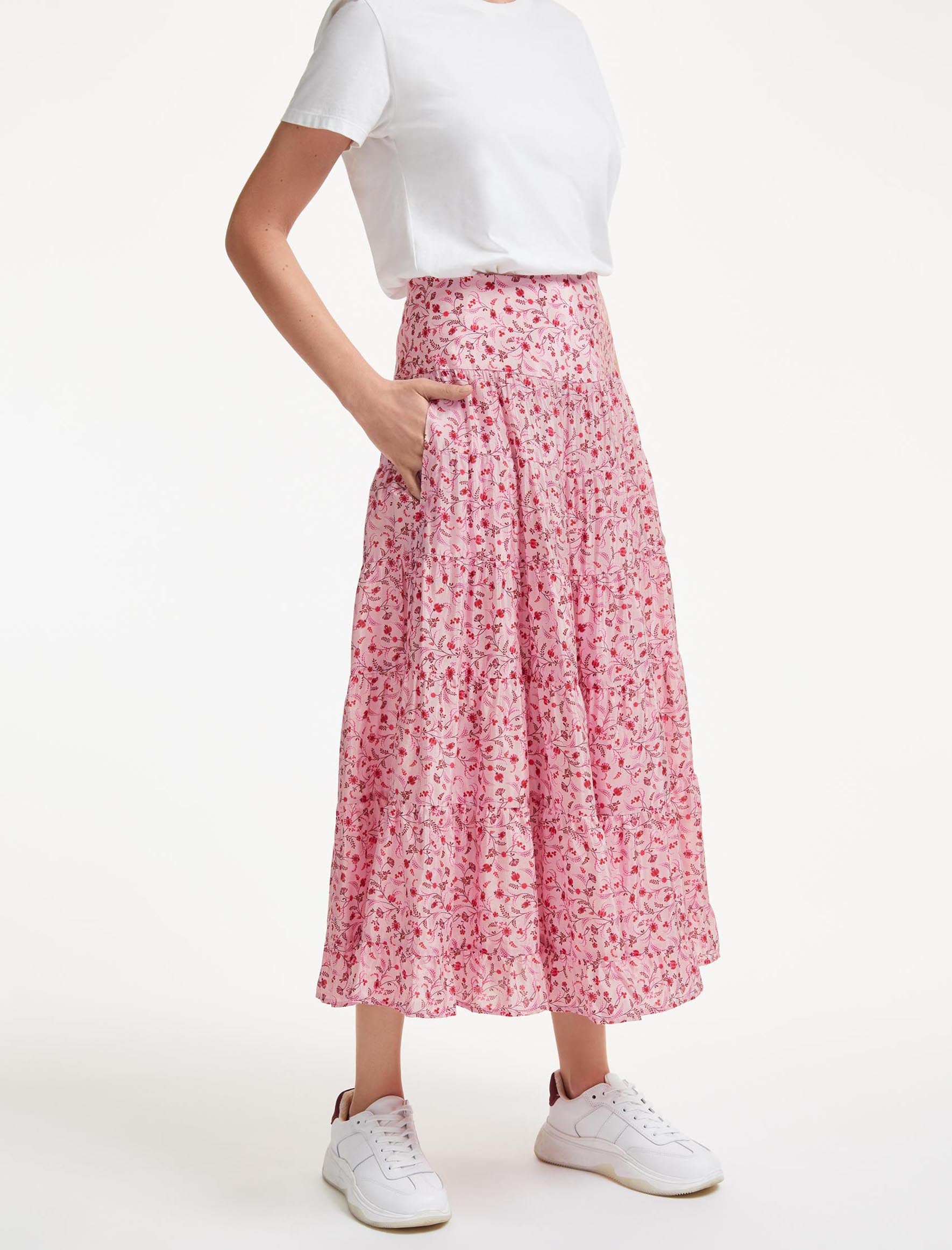 Pink floral maxi skirt top