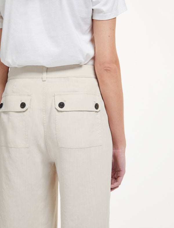 Hayden Techni Linen Wide Leg Trouser - Cream