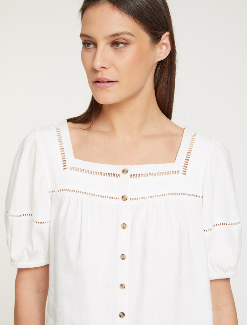 Poppy Linen Blend Blouse - White