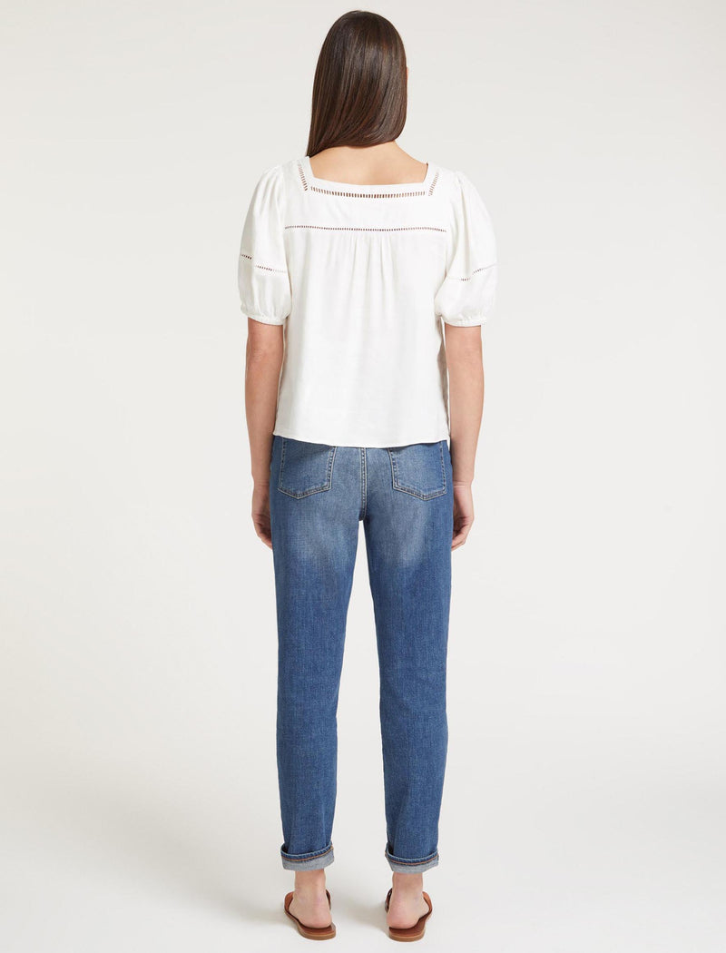 Poppy Linen Blend Blouse - White