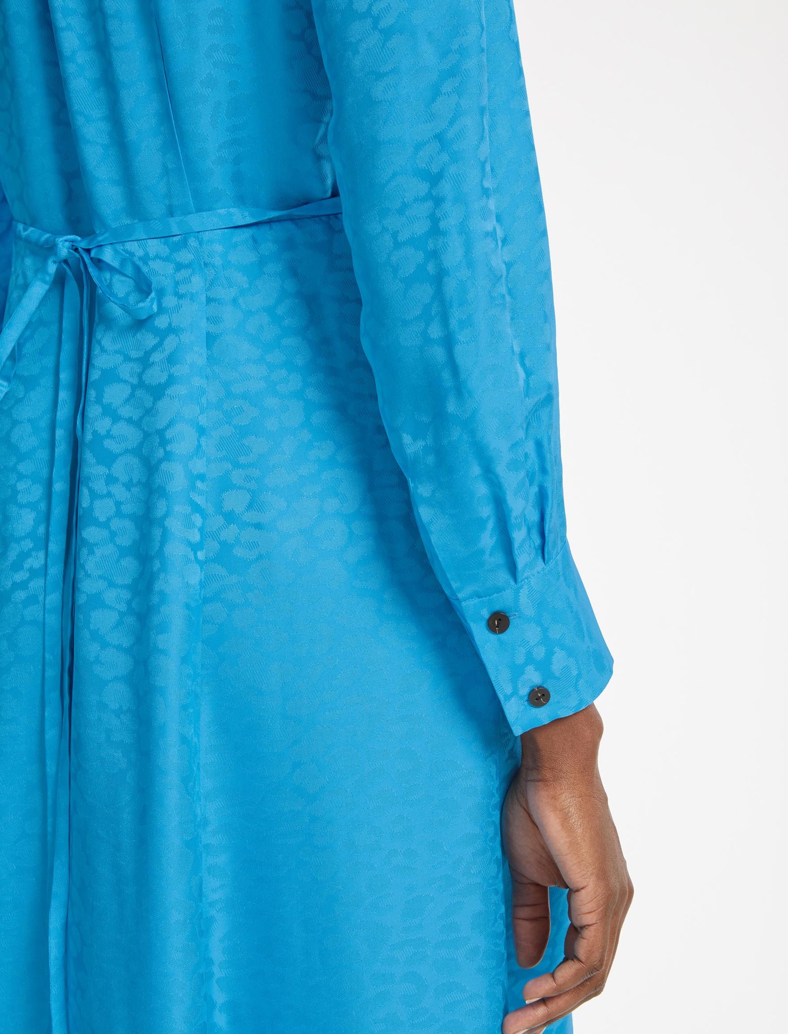 Astrid Silk Blend Raglan Sleeve Maxi Shirt Dress - Blue