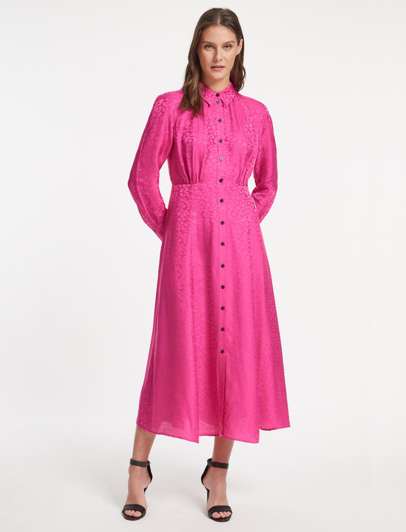 Astrid Silk Blend Maxi Dress - Hot Pink