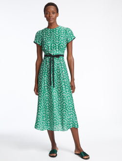 Rosie Silk Blend Maxi Dress - Green Broderie Anglaise Print