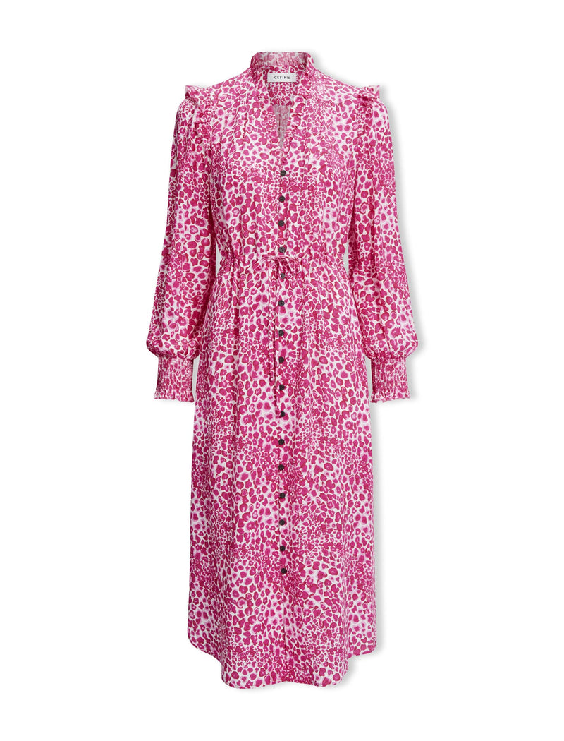 Pink leopard print silk dress top