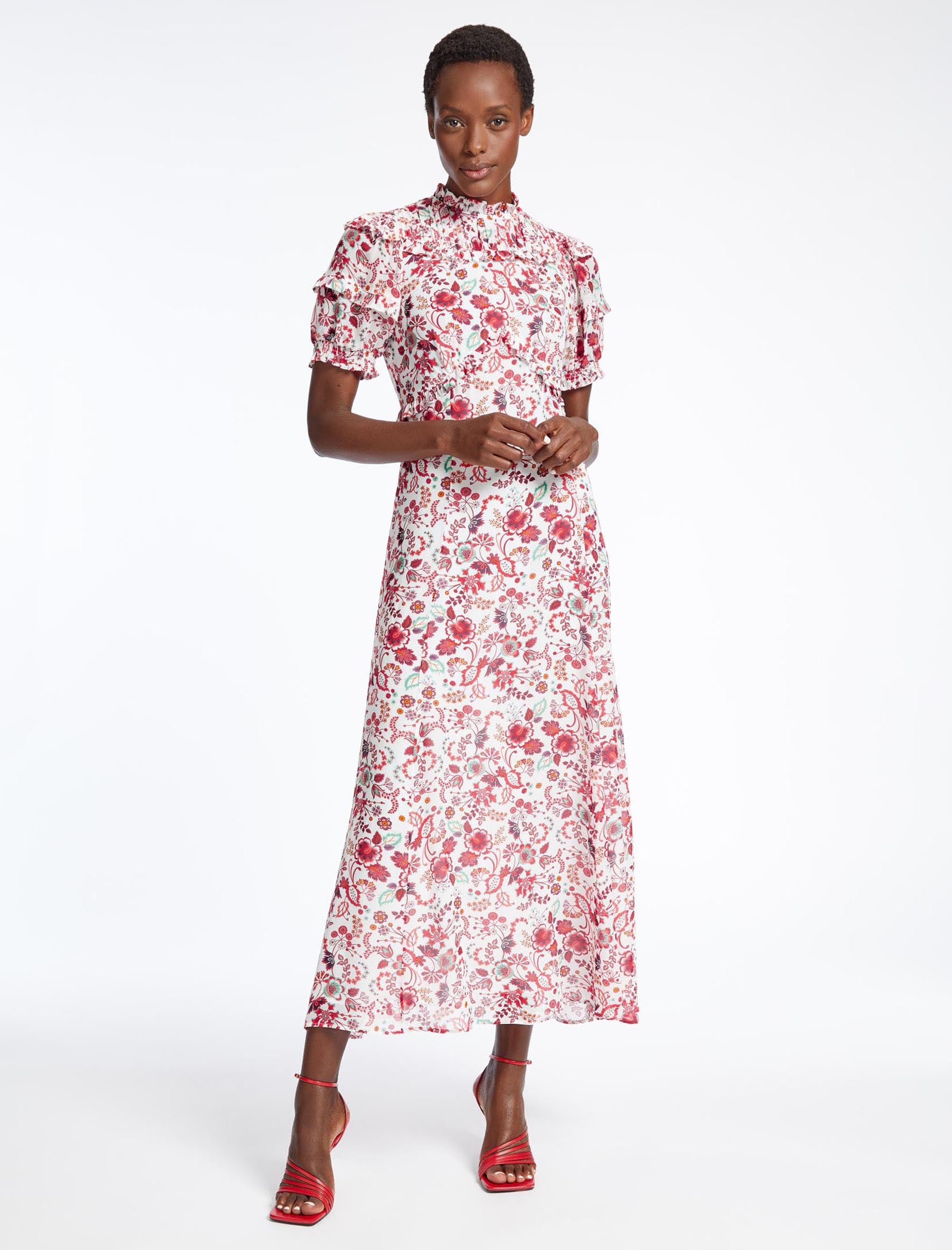 Ghost luella red midi dress discount